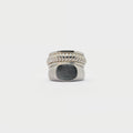 Signet ring and two overlaped ring bands.