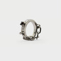 A found silver ring with a silver chain and a garnet.