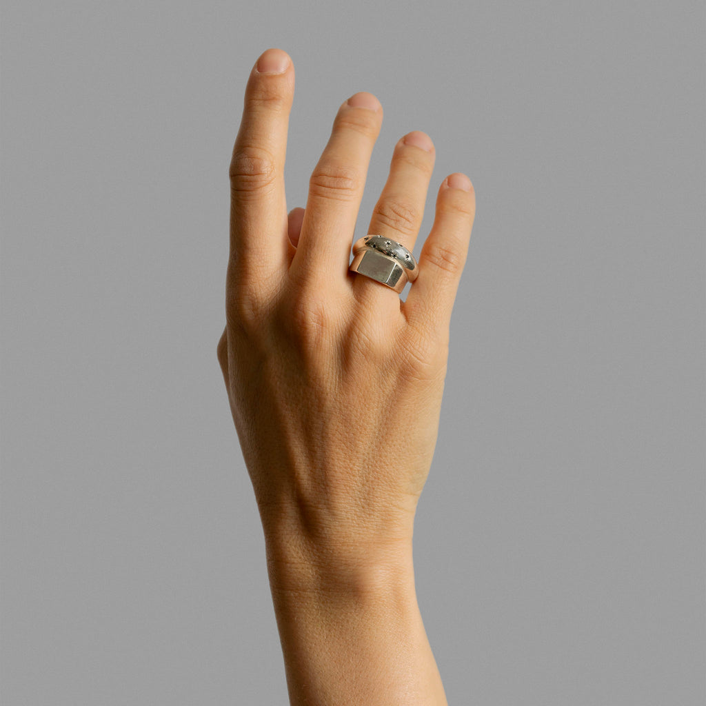 Signet ring and puff ring band.