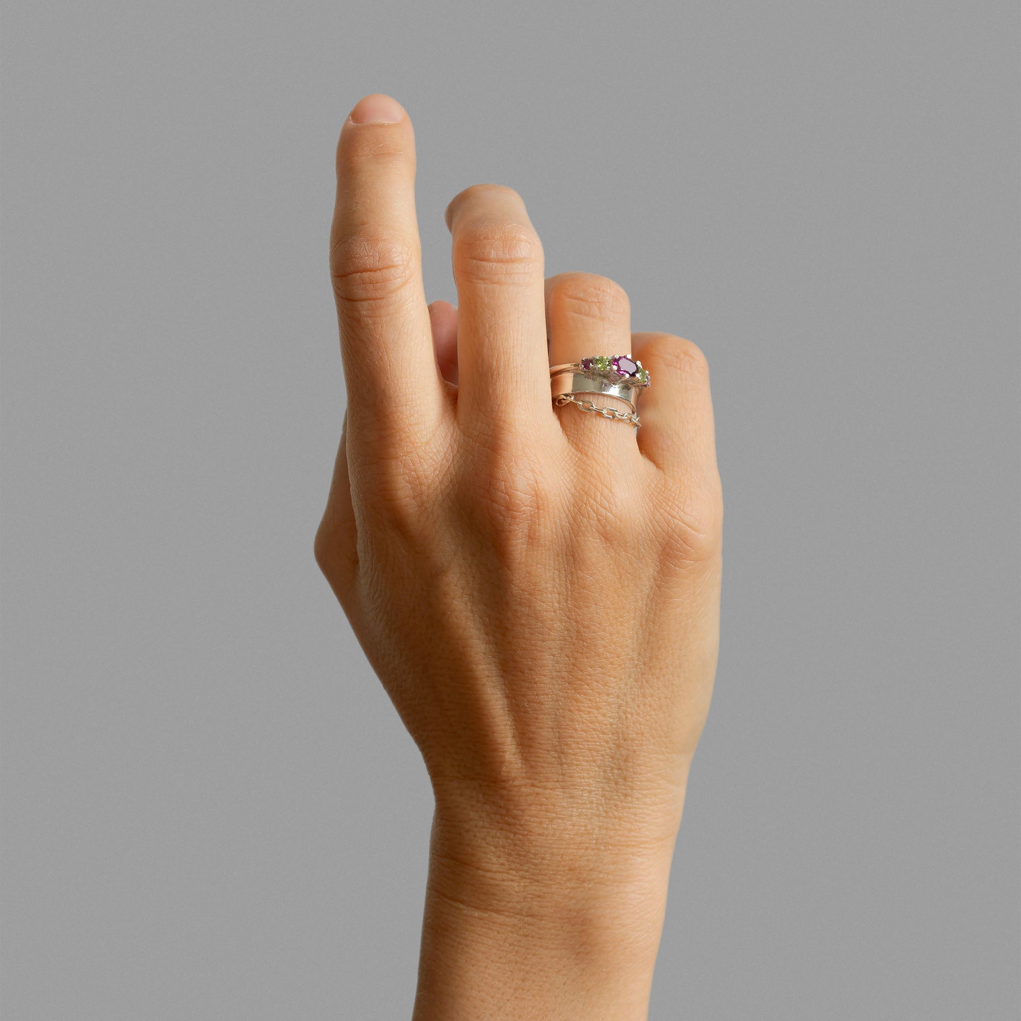 Two found rings and a piece of chain