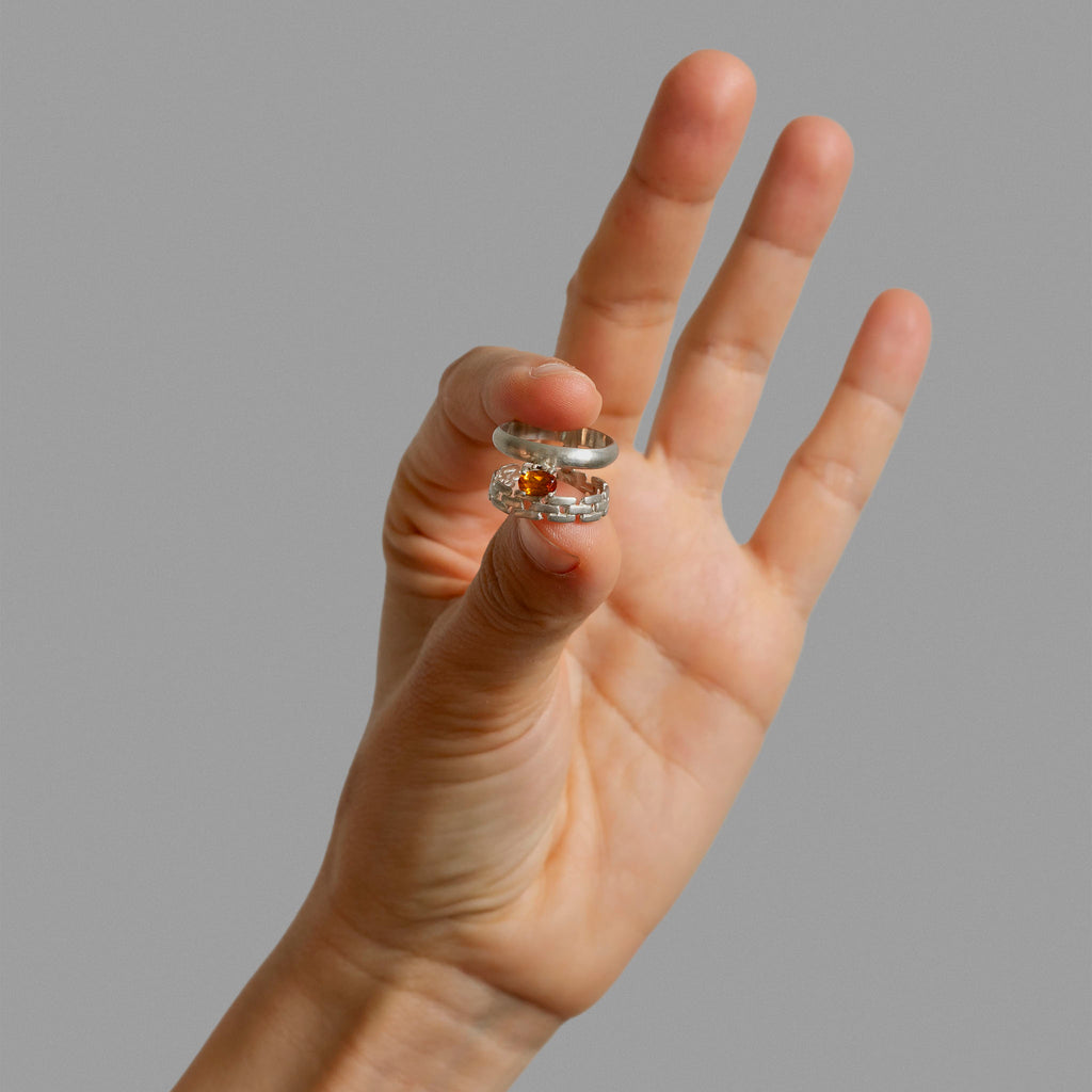 Two found rings and a prong setting