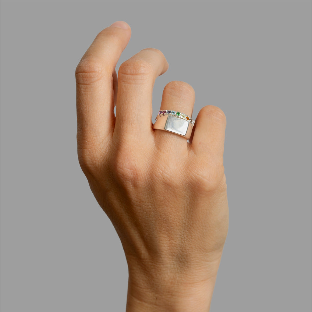 Found signet ring and half eternity ring band.