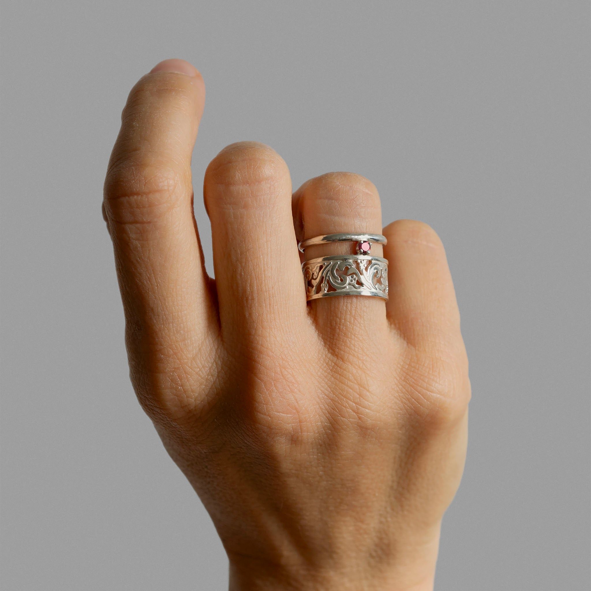 Two found rings and a prong setting