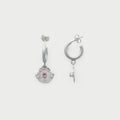 Hoop with medals and pink saphire.
