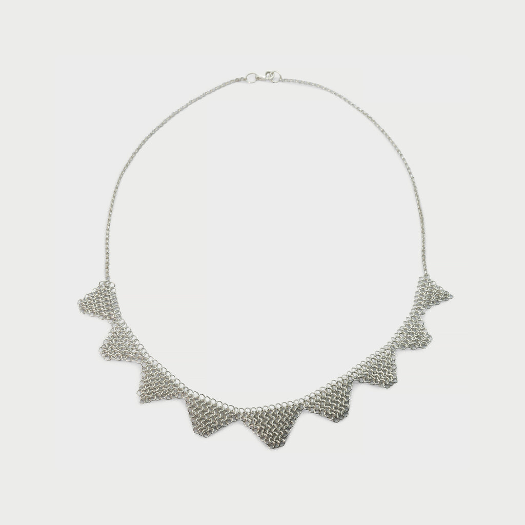 Sterling silver mesh necklace.