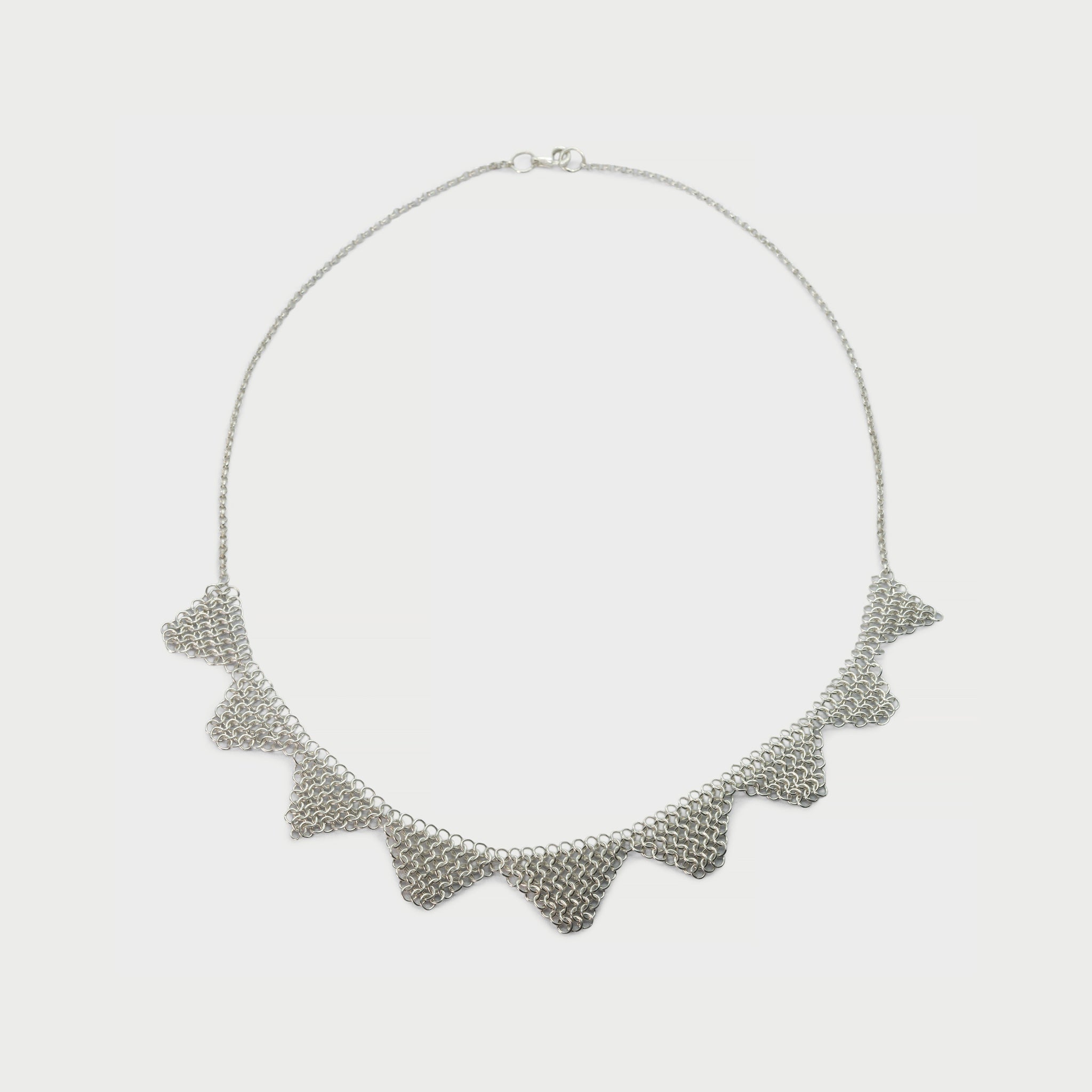Sterling silver mesh necklace.