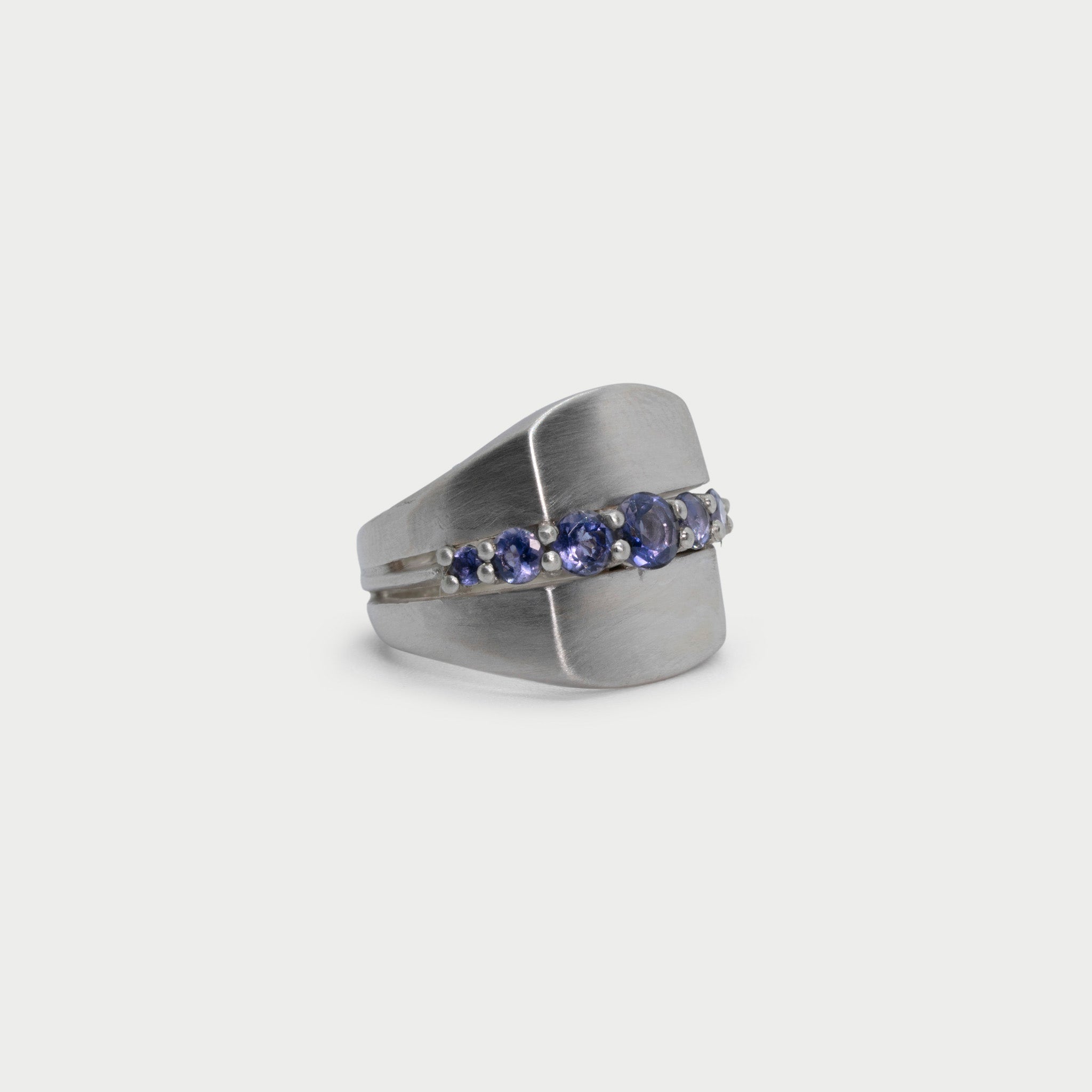 Signet ring with half eternity ring