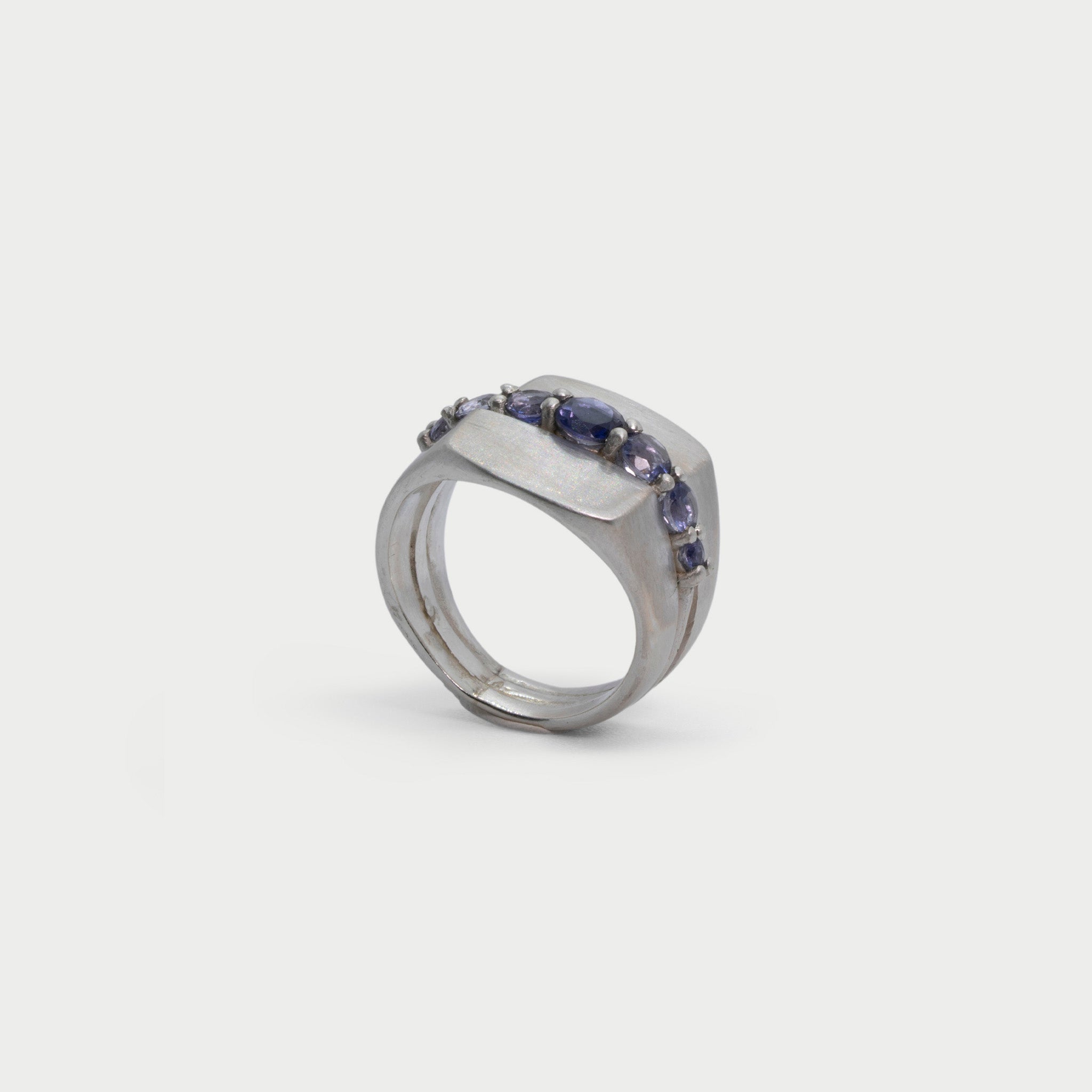 Signet ring with half eternity ring