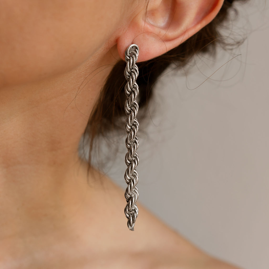 Long rope chain earring.