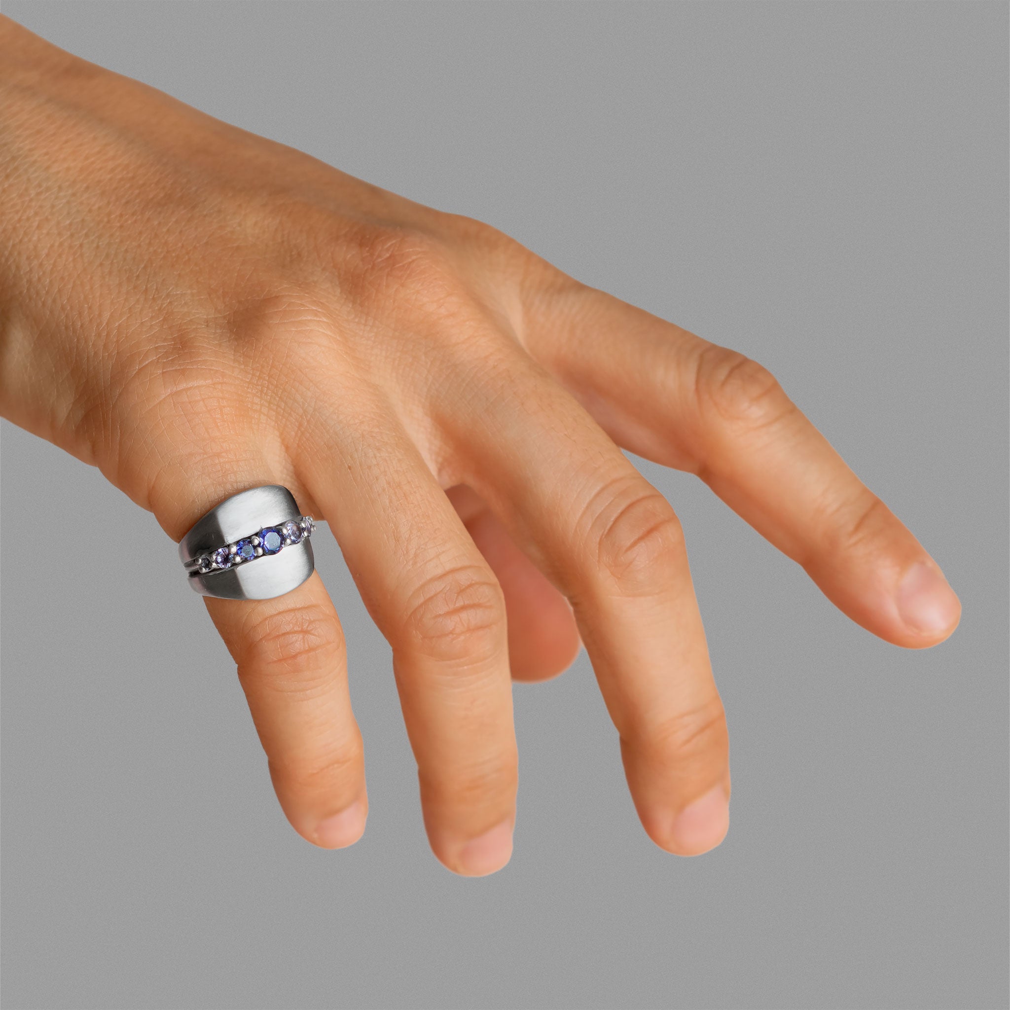 Signet ring with half eternity ring