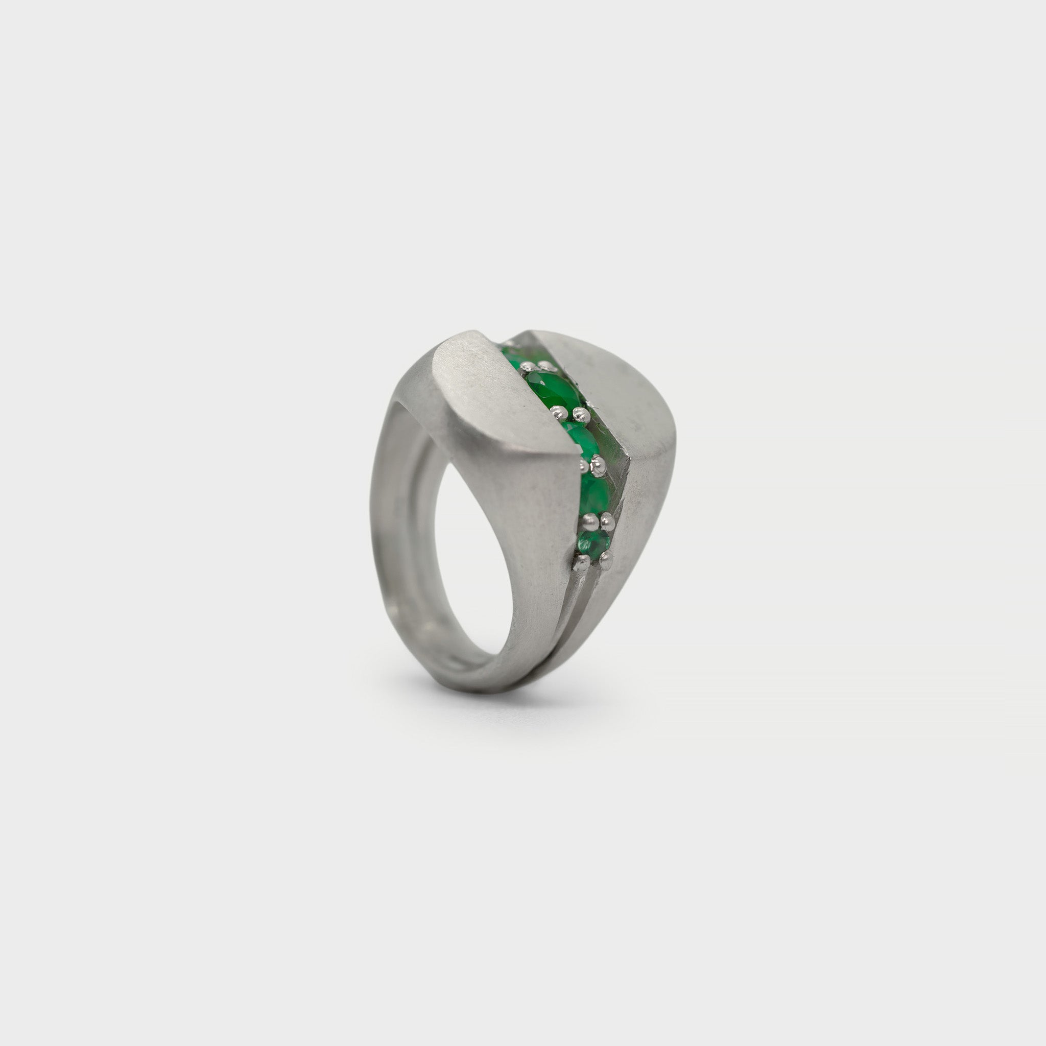 Oval signet ring and eternity ring