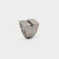 Square signet ring with half eternity ring